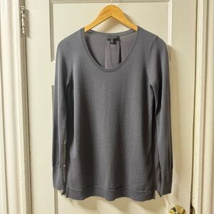 The White Company Charcoal 100% Merino Wool and Silk Top